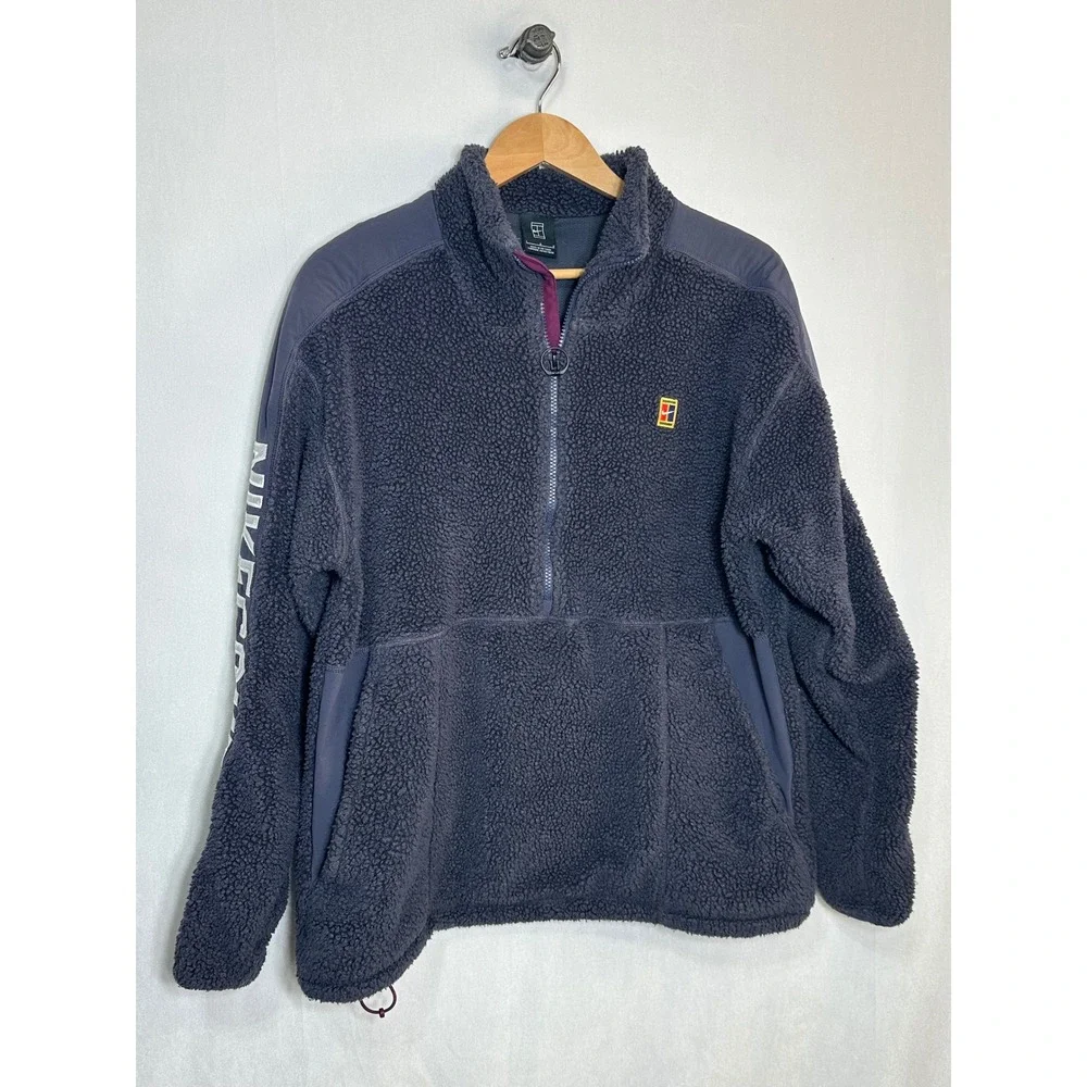 NikeCourt Mens Heritage Half-Zip Sherpa Fleece Jacket Thunder‎ Blue L